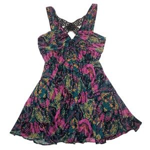 BCBGeneration Cute Viridian Multi Flare Dress Size 0